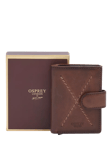 OSPREY LONDON The X-Stitch Leather Wallet and Metal Card Case, Chestnut