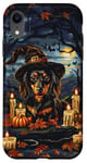 iPhone XR Funny Black and Tan Dachshund Doxie Dog Witch Hat Halloween Case