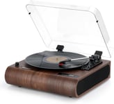 Tourne Disque, Platine Vinyle Bluetooth à 3 Vitesses avec Haut-parleurs intégrés, Radio FM, Codage Vinyl-MP3, Lecture USB et SD, écran LED, Lecteur de LP rétro en Bois