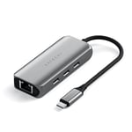 Satechi Adaptateur Ethernet USB C 2.5 Gigabit, Adaptateur Ethernet à USB C, 4-en-1, Vitesse Accrue, 3 Ports USB-C 3.2, Boîtier en Aluminium pour Mac, iPad, Windows, Android - Gris Sidéral