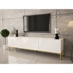 Celeste - meuble tv - 190 cm - style contemporain - blanc / doré