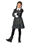 RUBIES - Déguisement Classique Enfant ADDAMS FAMILY Officiel - Robe Manches Longues Noire avec Motif Imprimés - Mercredi Addams - Taille Enfant au Choix - Costume Halloween, Déguisement Ado, Filles