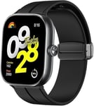 Bracelet Compatible Avec La Montre Connectée Xiaomi Redmi Watch 4, En Silicone Souple, Double Magnétique, Réglable, Compatible Avec La Montre Intelligente Xiaomi Redmi Watch 4, Noir