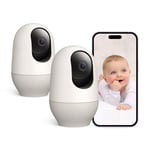 nooie Baby Monitor 2 Pack WiFi Baby Monitor with Camera Indoor,360-degree Wireless Video Camera,2K Indoor Security Camera,Motion Tracking,Night Vision,Works with Alexa