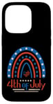 Coque pour iPhone 14 Pro 4 juillet 4 juillet arc-en-ciel blanc bleu rouge patriotique