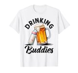 Retro Drinking Buddies Dad Baby Promoted To Dad Fathers Day T-Shirt