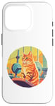 iPhone 16 Pro Cute Fit Orange Cat Sitting on Gym Lifting Bench Case