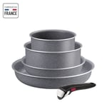 TEFAL INGENIO Hard Stone Set Stekpannor 22/26 cm, Kastruller 16/20 cm, Handtag, Non-induktion, Non-stick, Tillverkad i Frankrike L4409002