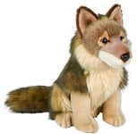 Uni-Toys - Loup, Assis - 25 cm (Hauteur) - Peluche, Doudou, Marron