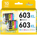 603xL 603 xL Cartouches d'encre Compatible pour Epson Multipack 603 pour Expression Home xP-4100 xP-3100 xP-2100 xP-4105 xP-3105 xP-2105 Workforce WF-2850 WF-2830 DWF WF-2810DWF (10-Pack)