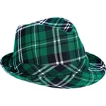 St. Patrick's Day rutig tyg Fedora hatt | Festtillbehör, 30*20CMA