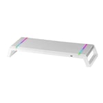 MARSGAMING Mars Gaming MGS-ONE White, Chroma RGB Monitor Stand, Adjustable Size, Smartphone and Tablet Stand, Front USB 2.0