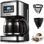 HOUSNAT Filter Coffee Machine, Programmable Drip Coffee Maker, Advanced Showerh