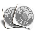 2 x Coasters (BW) - Iraq Baghdad Blue Travel  #40722