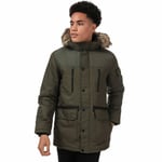 Mens Jack & Jones Globe Parka Jacket In Green- Zip Fastening- Popper Button