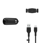 Belkin Premuim Car Bundle(Quick Charge USB Car Charger 18W & USB-C to USB-A 1m charging cable & Vent Mount)