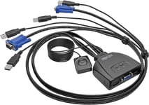 Kvm À Câble Usb/Vga À 2 Ports Avec Câbles Et Partage De Périphériques Usb.