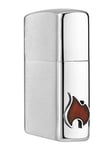 Zippo Flamme, Chrome, Brushed– Essence Briquet Coupe-Vent, Rechargeable, dans Une boîte Cadeau de Haute qualité 2007116 Normal Argenté