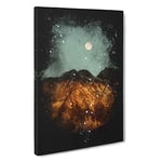 Moon Over the Mountains in Italy Paint Splash Canvas Print for Living Room Bedroom Home Office Décor, Wall Art Picture Ready to Hang, 30 x 20 Inch (76 x 50 cm)