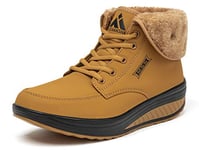 Mishansha Bottes Neige Femme Antidérapant Chaussures Fourrées Cheville Bottines Chaud Warm Impermeable Boots Jaune 42