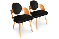 MENZZO Chaises Lot de 2 chaises scandinaves galway bois naturel et noir