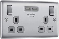 BG Electrical nbs22u3g Double Switched Fast Charging Power Socket with Two USB 