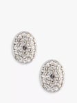 Eclectica Pre-Loved Rhodium Plated Swarovski Crystals Oval Clip On Earrings, Dated Circa 1980s, Silver/Clear