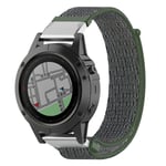 Garmin Fenix 5X / Plus 3 HR 26mm ranneke - Hopea Armeijan Vihreä Hopea/Harmaa