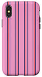 Coque pour iPhone X/XS Rose Bleu Marine Rouge Rayé Girly Esthétique Preppy Stripe