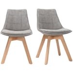 Miliboo - Chaises scandinaves en tissu gris et bois clair (lot de 2) matilde