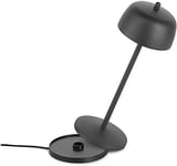 LVL THETA Lampe de Table LED Sans Fil Rechargeable - Lampe Dimmer pour éclairage intérieur et extérieur IP65 - Abat Jour Lampe de Chevet pour Chambre, 2700 - 4000K, 9-24h. (Noir Mat)