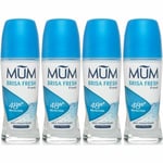 4 x Mum Brisa Fresh Deodorant Roll On Anti-Perspirant 48h Protect, Alcohol Free