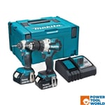 Makita DLX2507TJ 18v LXT Twin Kit DHP489 Combi Drill & DTD153 Impact Driver I...