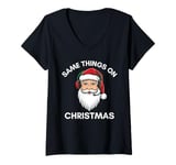 Womens Same Things On Christmas Santa Claus Headphones V-Neck T-Shirt