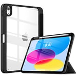 TiMOVO Coque Compatible avec iPad 10ème Génération 10,9 Pouces 2022, iPad 10 Coque avec Porte Stylet, Mince Étui Tri-Fold Transparente en PC, Coque avec Réveil/Sommeil Auto, Noir