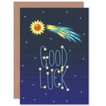 Good Luck Lucky Star Comet Greetings Card Plus Envelope Blank inside