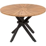 Table de Jardin en Bois d'Acacia Clair 110 cm Salle à Manger d'Extérieur Ronde Cissone