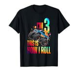 Retro Monster Trucks Car 3rd Birthday Party Gift 3 Years Old T-Shirt