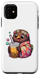 iPhone 11 Kiwi Bird Drinking Bubble Tea Japanese Kimono Case