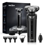 SEJOY 5in1 Mens Electric Shaver Cordless Rotary Razor Wet Dry Nose Beard Trimmer