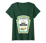 Womens Sweet Relish DIY Halloween Costume Condiment Green Pickle V-Neck T-Shirt