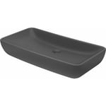 Lavabo de luxe rectangulaire vasque à poser de toilette lave-mains de salle de bain salle cosmétique maison mat 71 x 38 cm céramique gris foncé