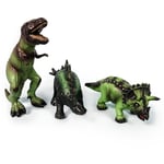 Green Rubber Toys: Set med 3 spännande dinos i naturgummi - mjuka och roliga leksaker