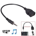 3.5mm Male Audio AUX Jack to USB 2.0 Type A Female OTG Converter Adapter Cable