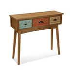 Versa Shikar Meuble d'Entrée Étroit pour Entrée ou Couloir, Table Console, avec 3 tiroirs, Dimensions (H x l x L) 80,5 x 30 x 90 cm, Bois, Couleur: Marron