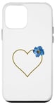 Coque pour iPhone 12 mini Jolie fleur bleue en forme de cœur