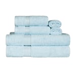 Superior Lot de 6 Serviettes Unies en Coton égyptien, 2 Serviettes de Bain, 2 Serviettes pour Le Visage et 2 essuie-Mains, Bleu Clair