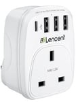 LENCENT USB Plug Charger UK with 1 Type C and 3 USB Ports, 1 Way Socket Extension, 5-in-1 USB Outlet Plug Extender for Household Appliances, iPhone, Smartphone Tablets, Ideal for Home Office 3250W