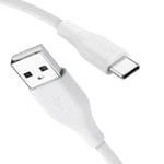 Betron High Speed USB A to USB Type C Charging Cable - Fast Charge, Tangle-Free Design - Compatible with Samsung Galaxy, iPhone 15, Google Pixel, OnePlus, and More USB-C Devices, 2M, White