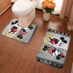 Bathroom Rug Mat Set 2 Piece, Extra Soft And Absorbent Rugs, Shower Room Bedroom and Kitchen Carpet, Mat + Contour-Disney Mickey Mouse and Minnie Filmstrip